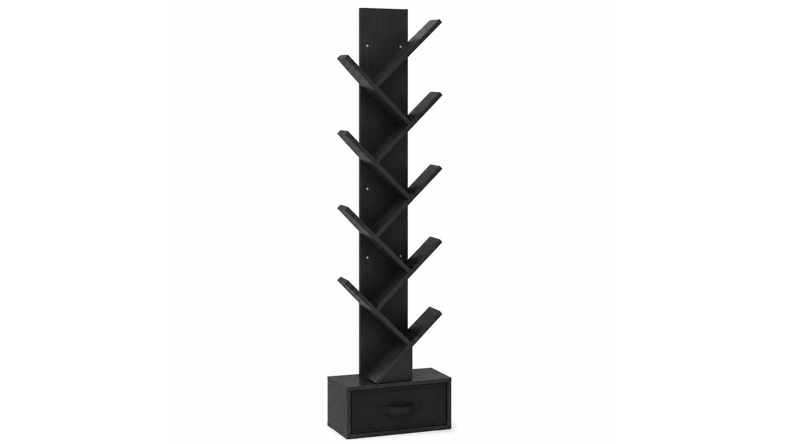 Costway 10 Tier Tree Bookshelf with Drawer - Black