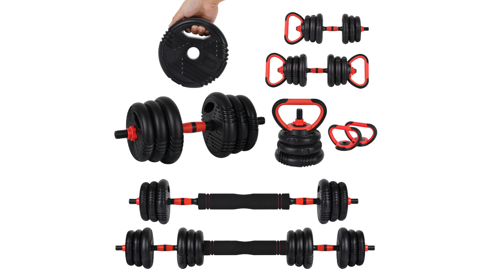 Advwin 5-in-1 Adjustable Dumbbells Set with Connector for Home Gym - 20kg