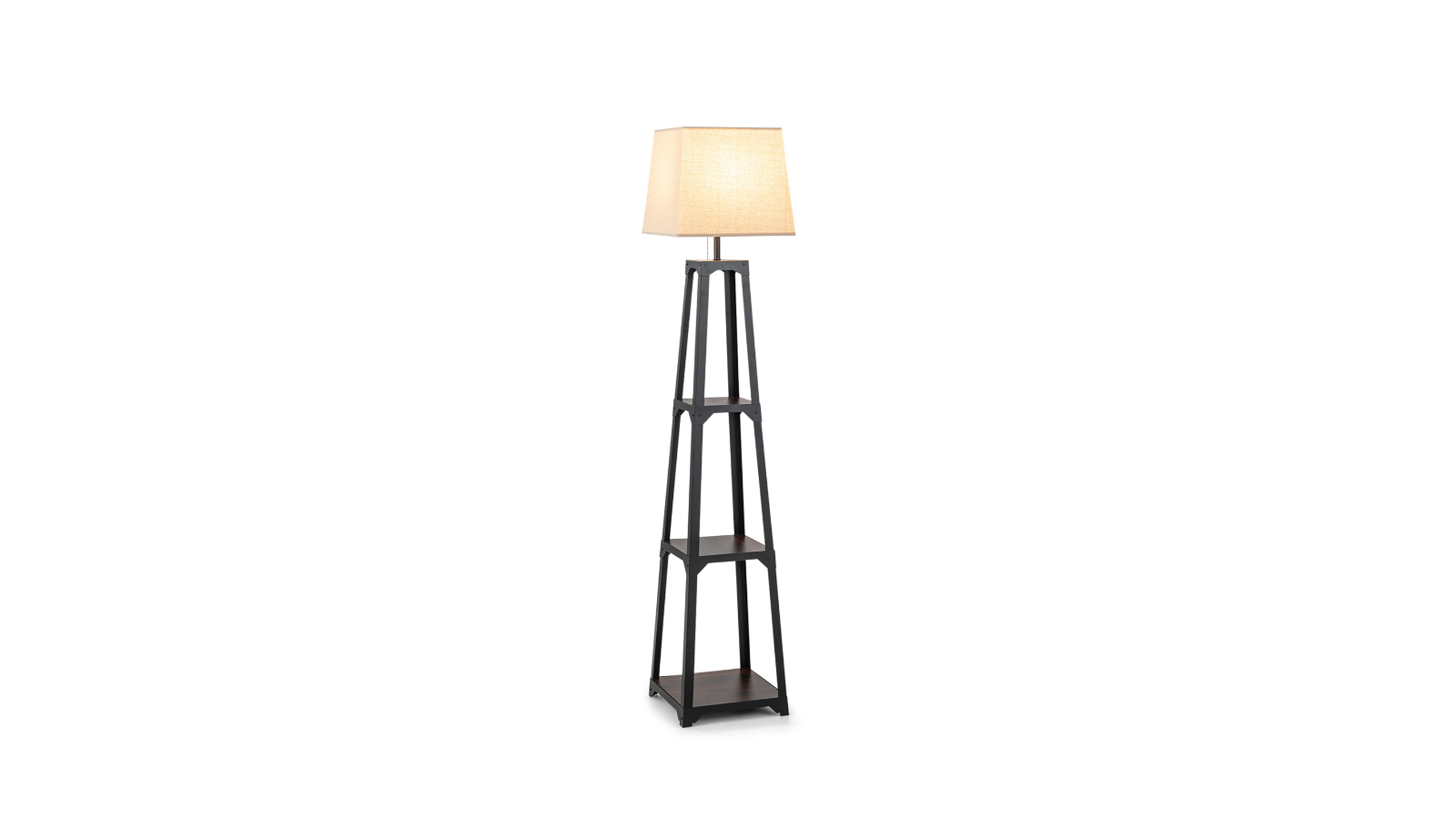 Costway 3-Tier Indoor Storage Shelf LED Reading Floor Lamp