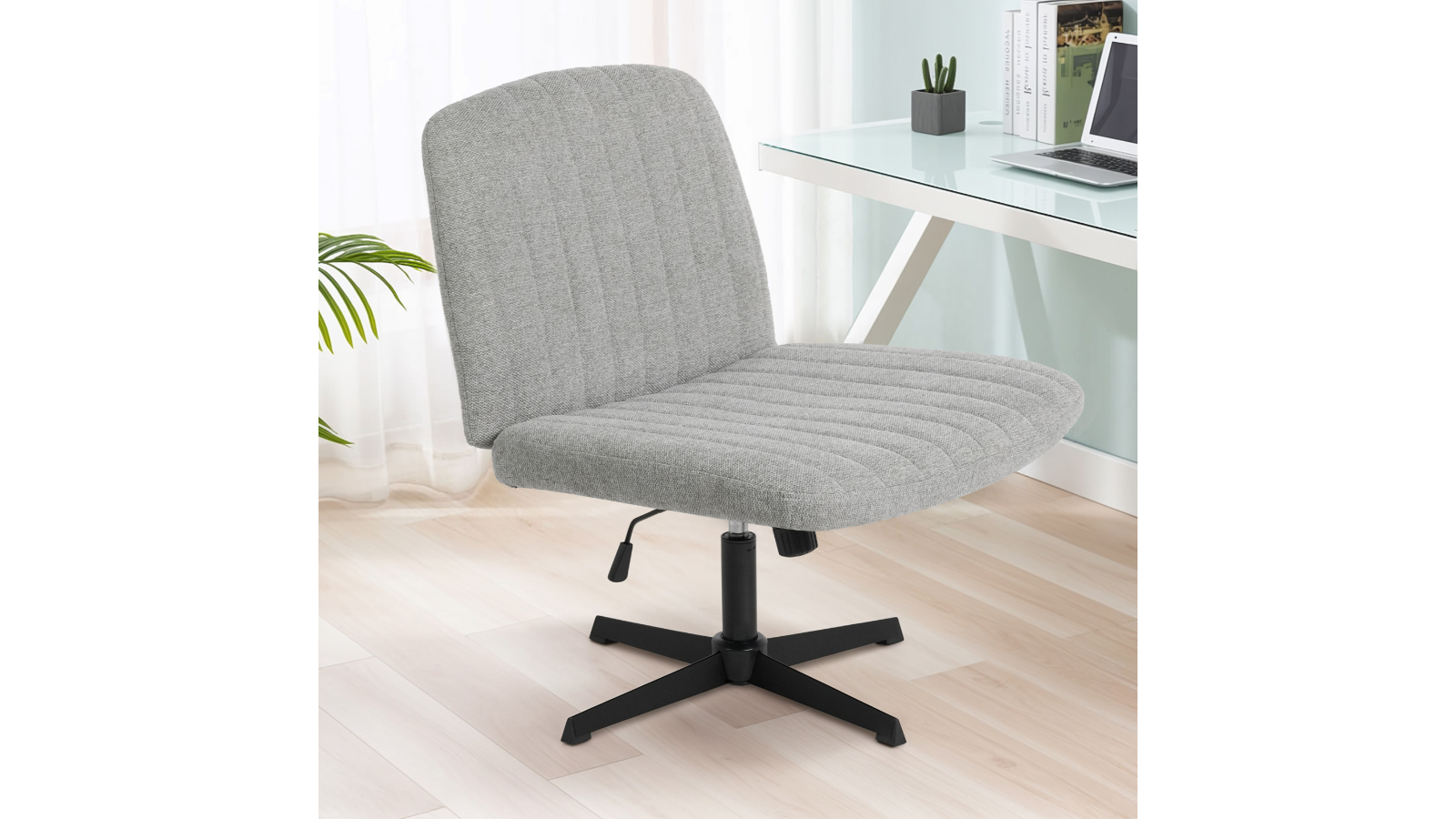 Advwin Armless Cross-Legged Ergonomic Swivel Office Vanity Desk No