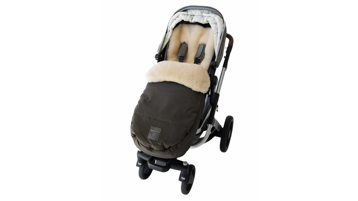 Naturally Sheepskins Universal Fit Weatherproof 2-in-1 Lambskin Pram Liner Footmuff - Deep Olive