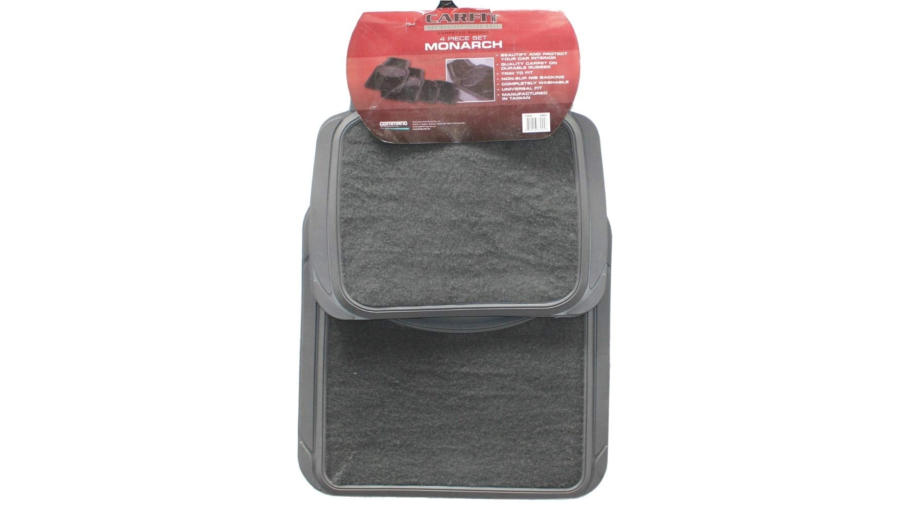Carfit Monarch Carpet and Rubber Car Floor Mat 4 Piece Set - Grey