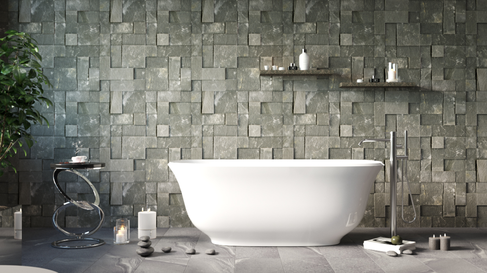 BelBagno Baden 1700mm Freestanding Bath - Semi Gloss White
