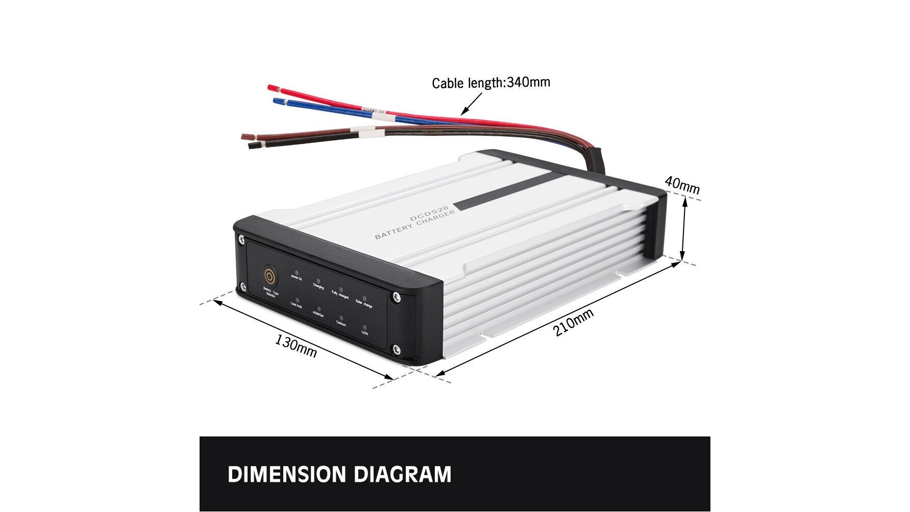 20A DC to DC Battery Charger MPPT LiFe04 Lithium Compatible 12V Dual Battery System Kit Solar Compatible