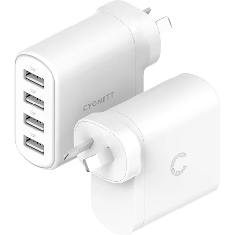 Cygnett PowerPlus 24W Multiport Wall Charger - White