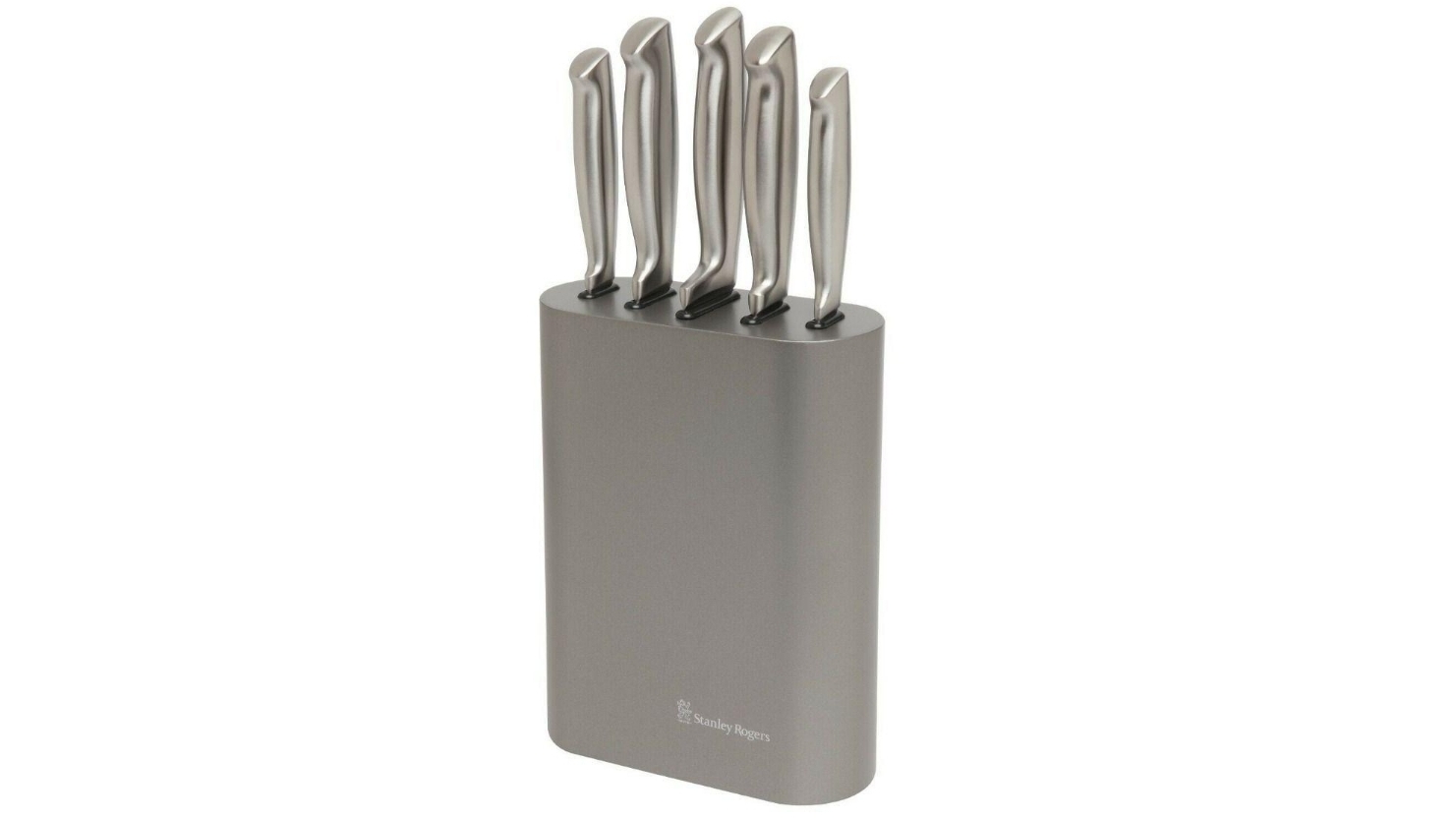 Stanley Rogers Metallic Pewter Vertical Oval Knife Block Set - 6 Piece