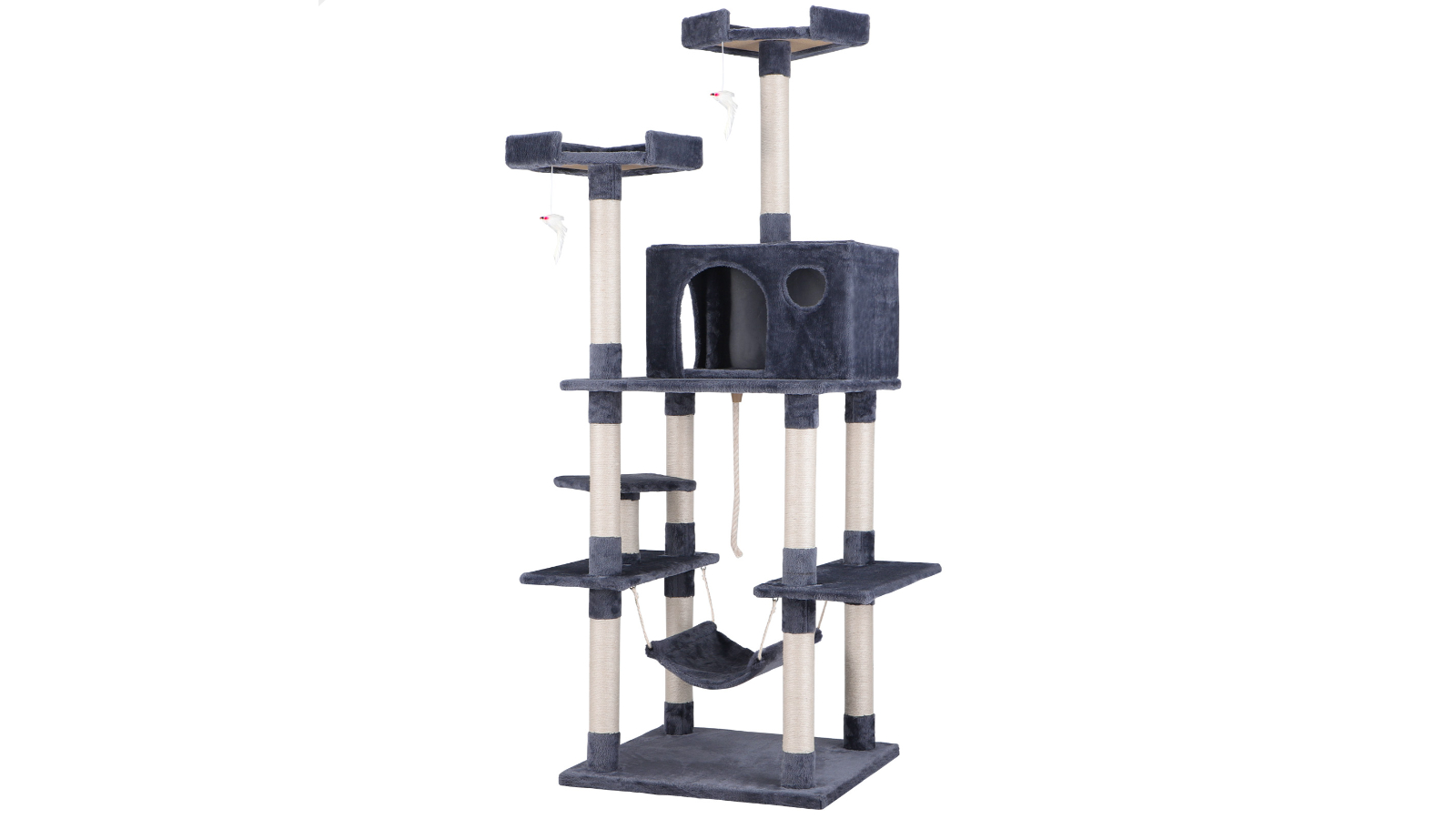 BEASTIE Cat Tree Scratching Post with Hammock Grey 184cm