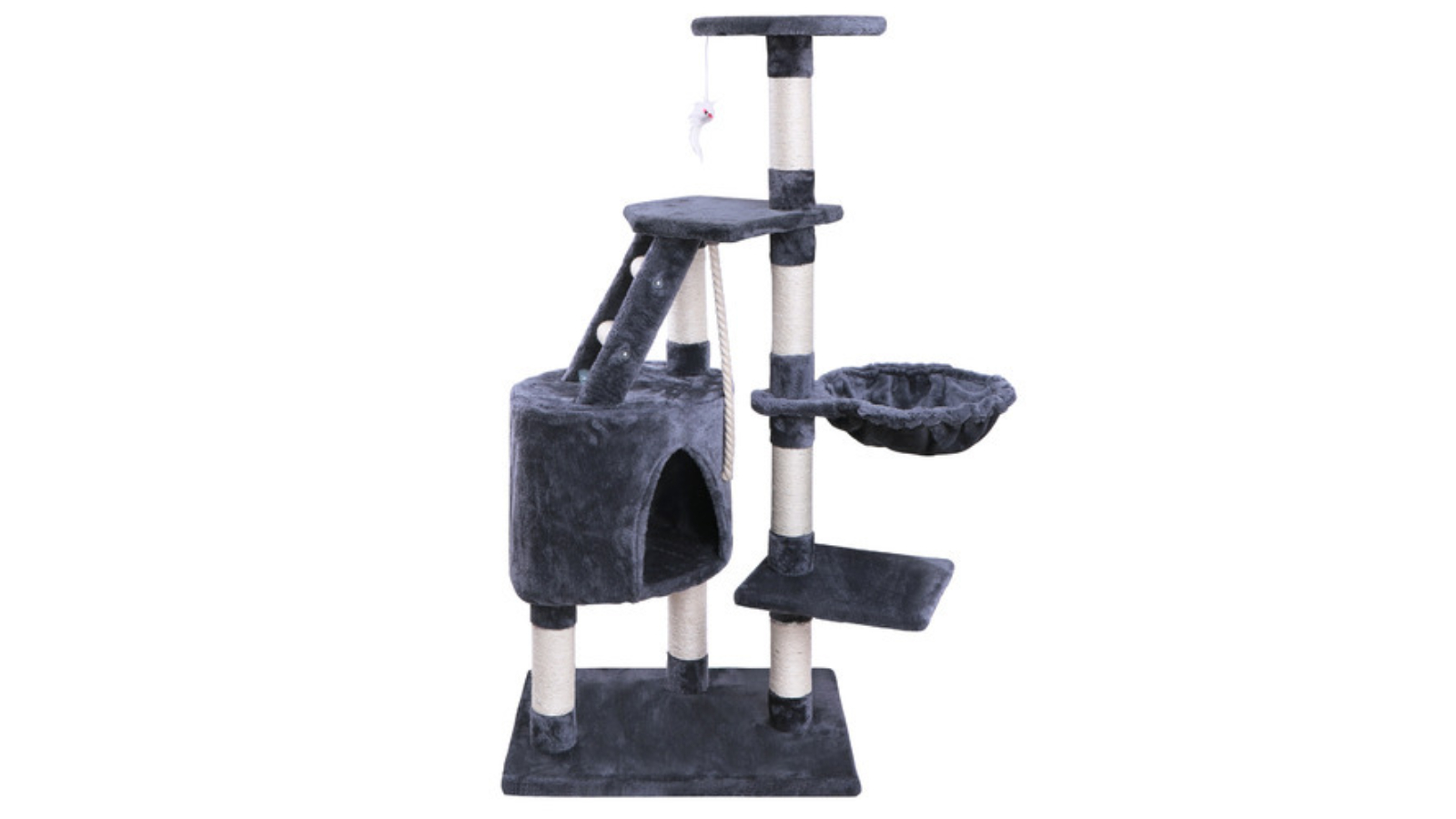 BEASTIE Cat Tree with Round House Scratching Post Grey 120cm