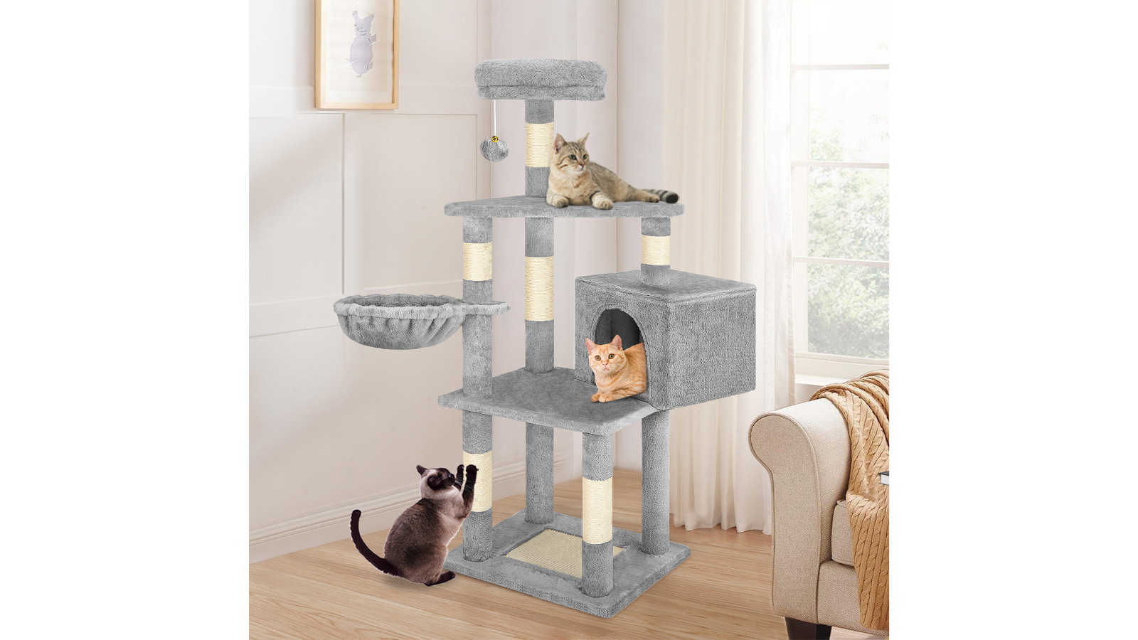 BEASTIE Cat Tree Scratching 130cm - Grey