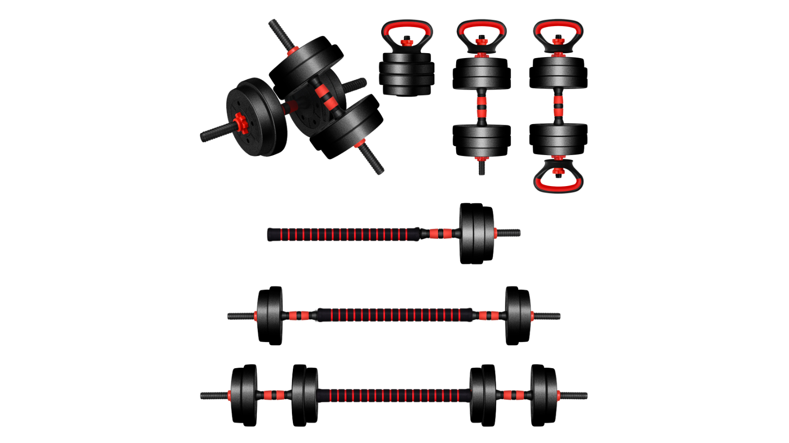 BLACK LORD 20kg 7in1 Adjustable Dumbbell & Barbell & Kettlebell Set