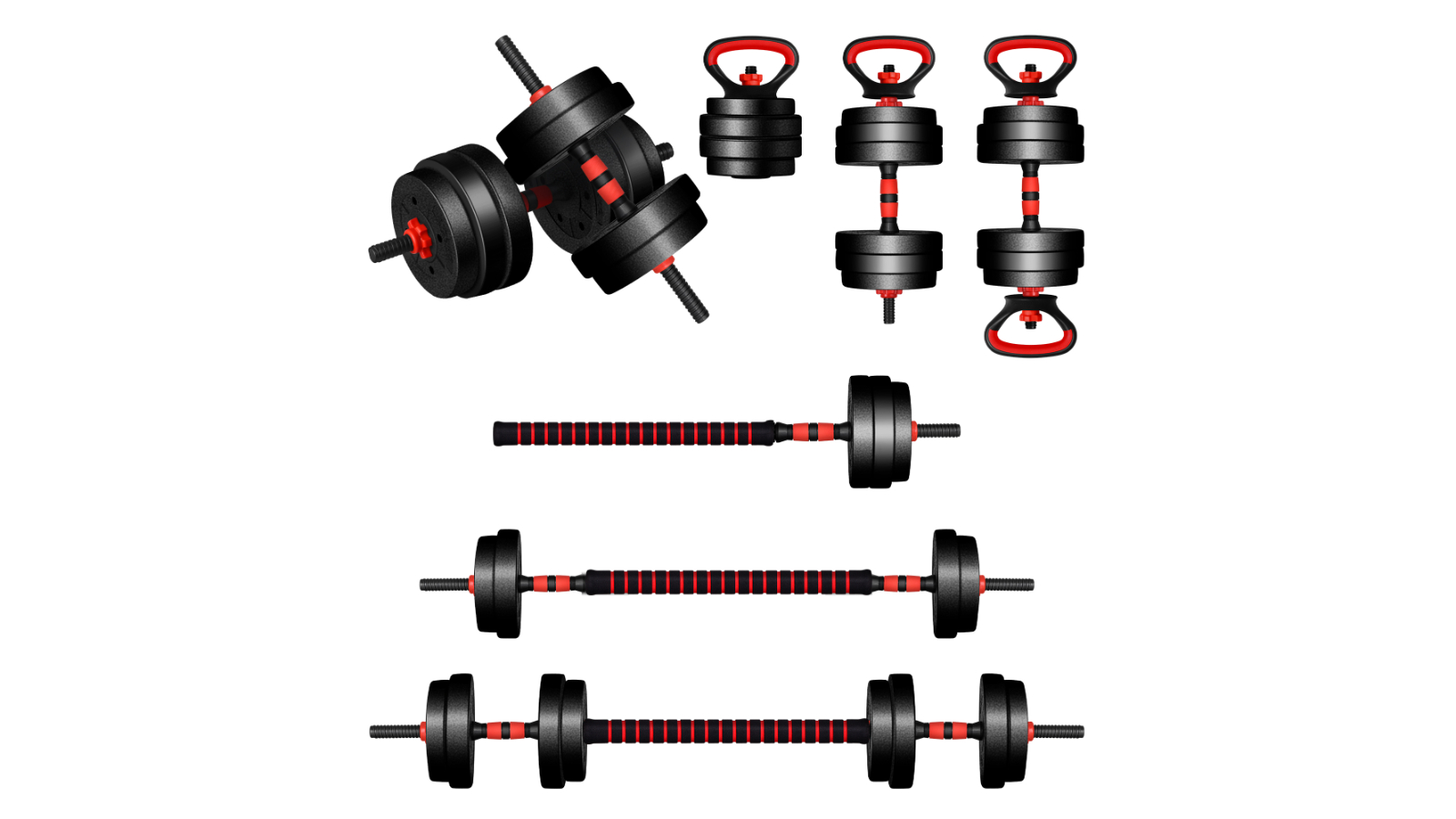 BLACK LORD 40kg 7in1 Adjustable Dumbbell & Barbell & Kettlebell Set