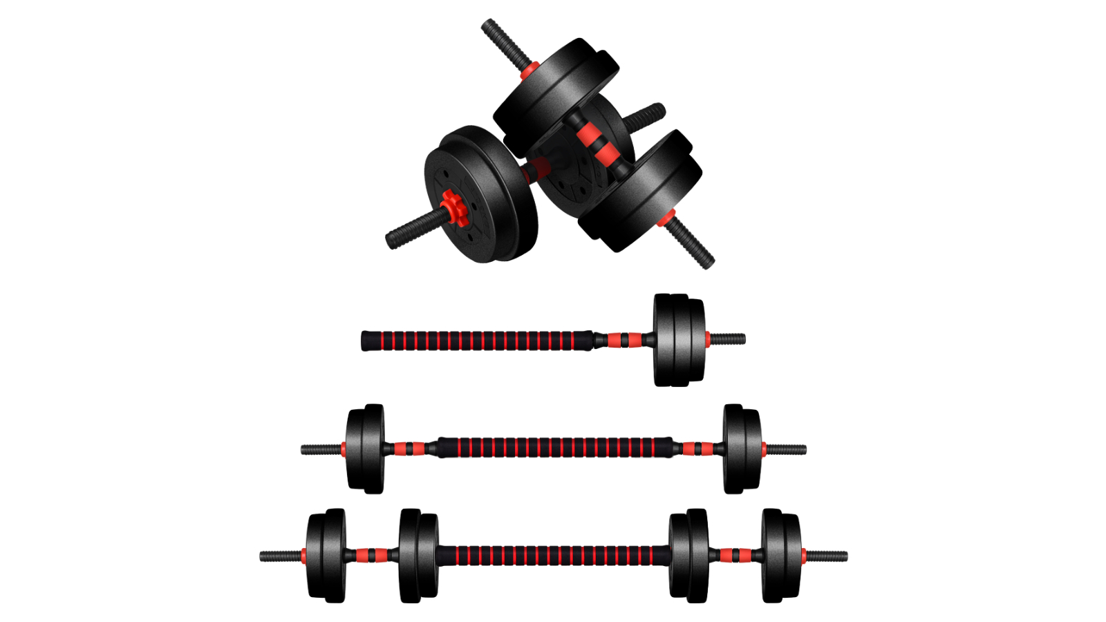 BLACK LORD 20kg 3in1 Adjustable Dumbbell & Barbell Set