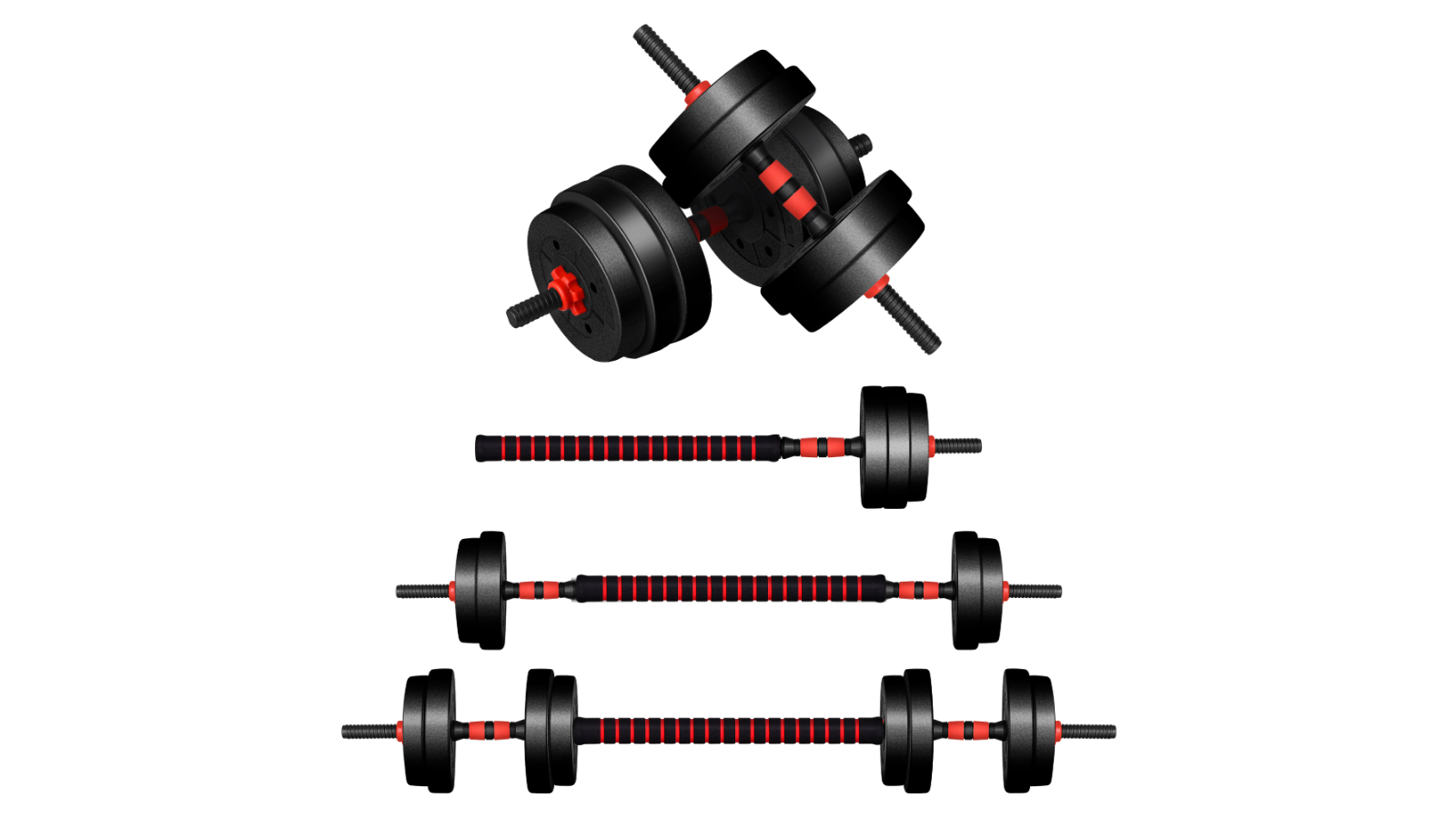 BLACK LORD 40kg 4in1 Adjustable Dumbbell & Barbell Set