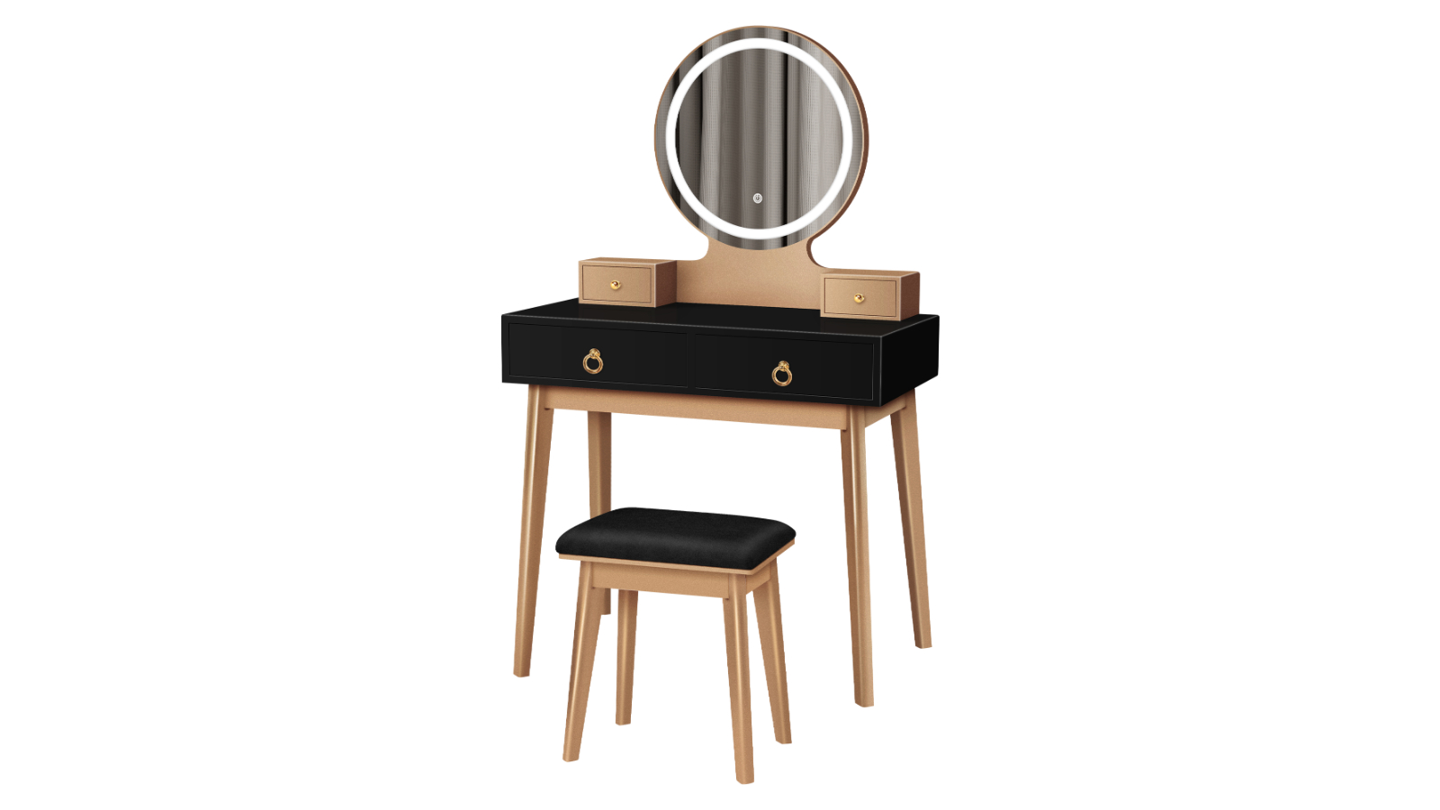Alfordson LED Light Vanity Desk Stool Set - Black