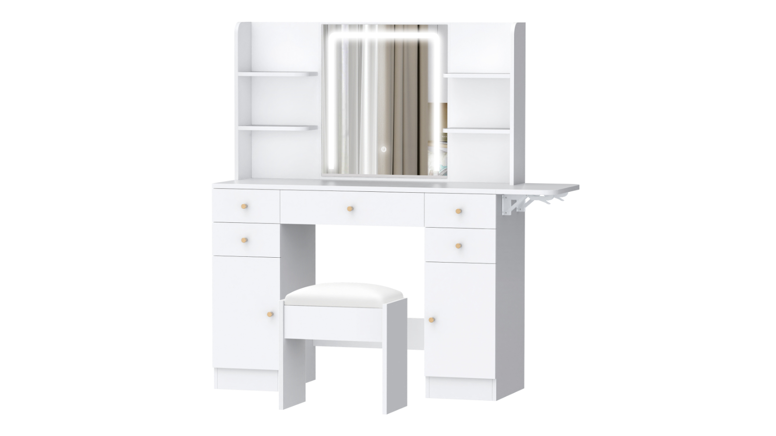 Alfordson 5-Drawer Dressing Table Set - White