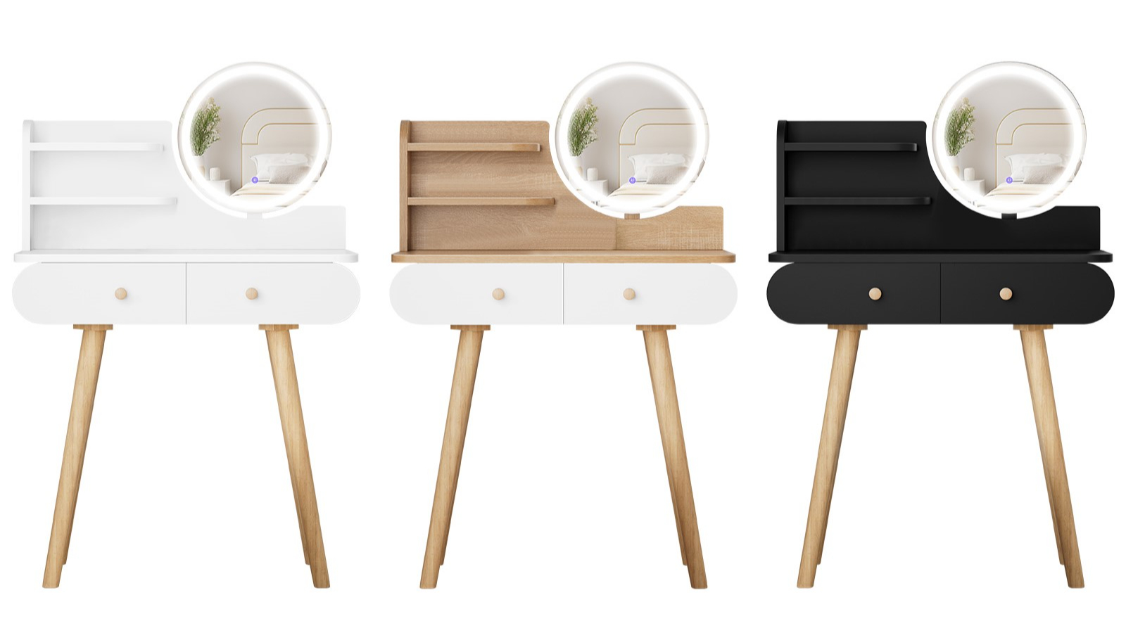 Alfordson LED Light Vanity Mirror Dressing Table Stool Set