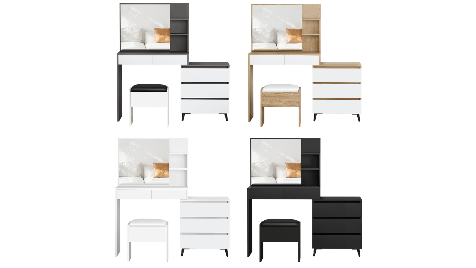 Alfordson Storage Cabinet Dressing Table Set