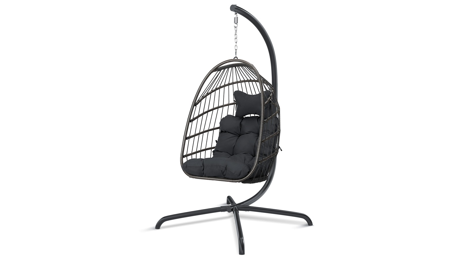 Alfordson Wicker Rattan Foldable Egg Swing Chair - Dark Grey
