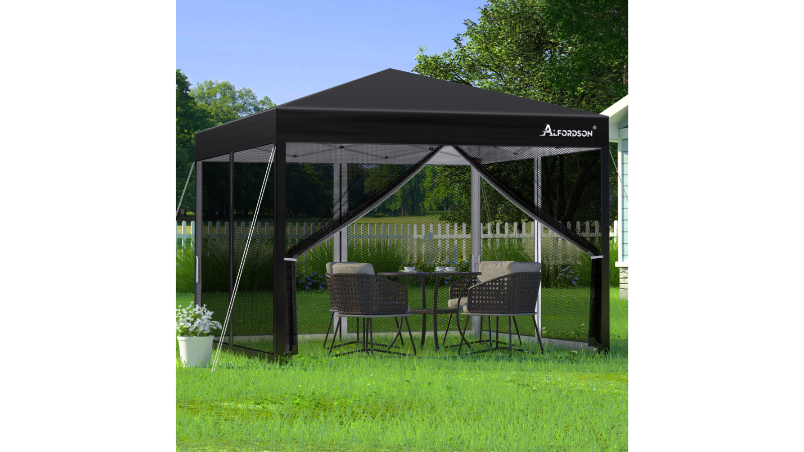 ALFORDSON x 3metre Pop-Up Marquee Gazebo with Mesh Walls Black