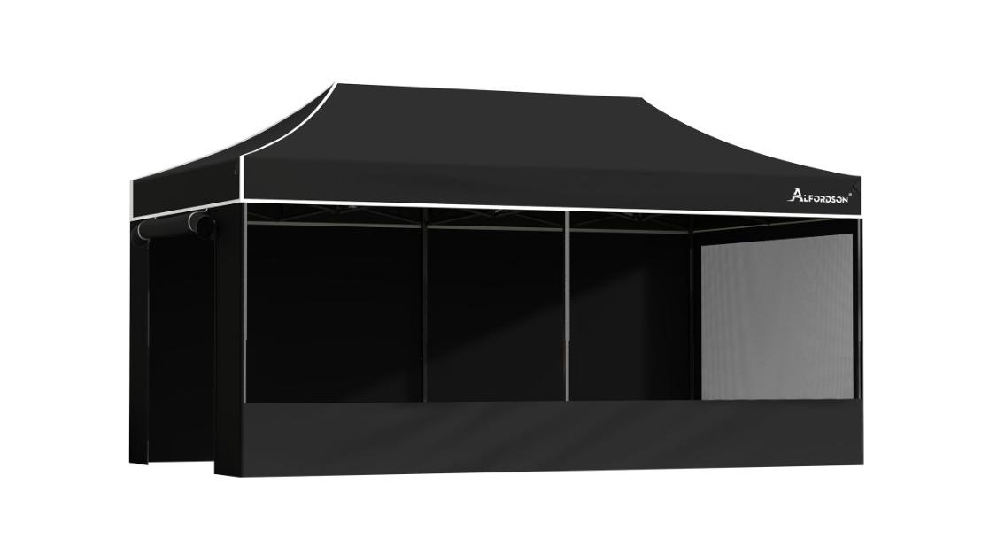 Alfordson 600D Oxford 6 x 3metre Outdoor Folding Pop-Up Gazebo - Black