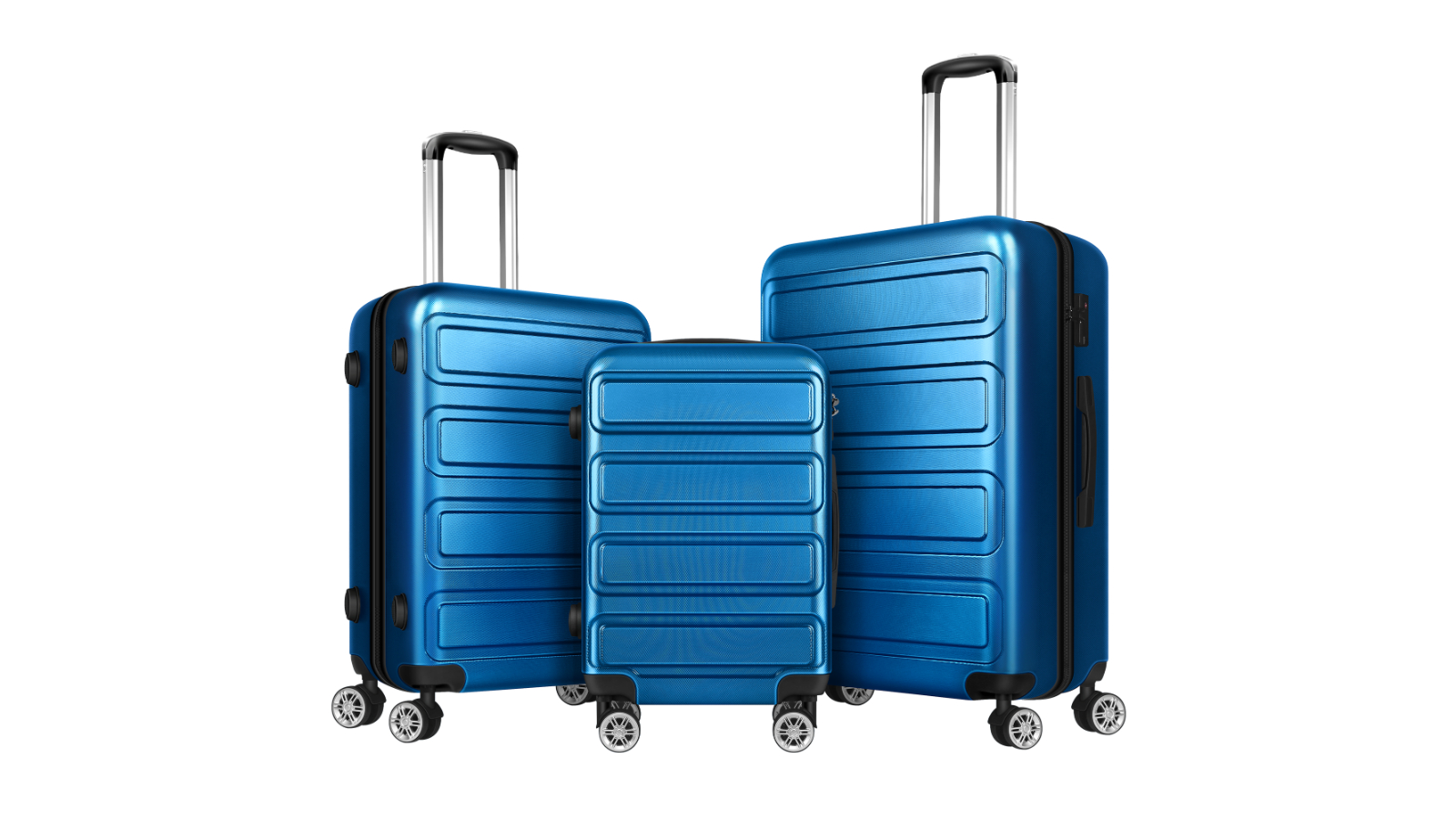 Alfordson Set of 3 Luggage Suitcase Trolley TSA Carry on Hard Case - Blue