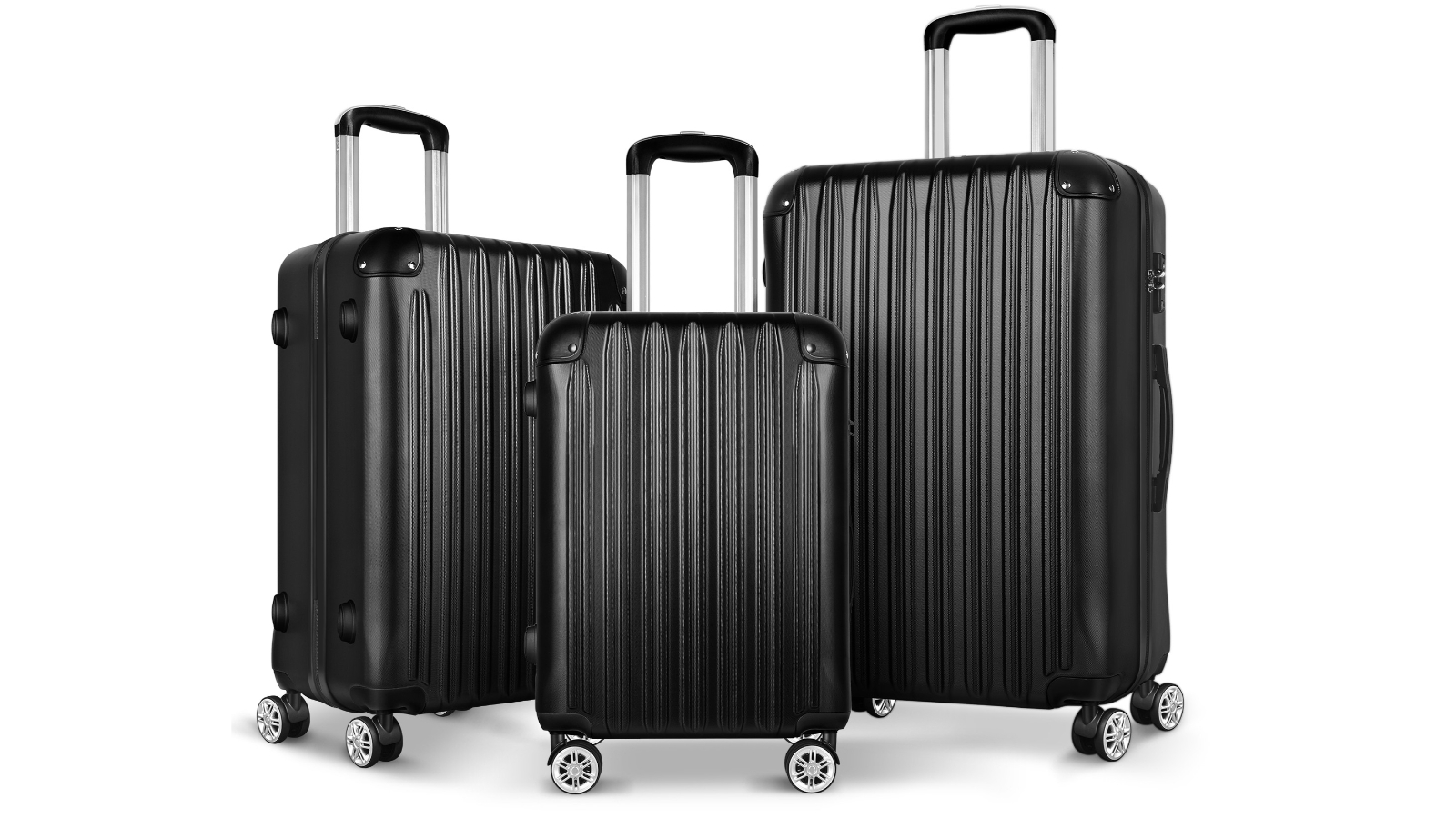 ALFORDSON 3 Piece Voyage Pro Luggage Set - Black