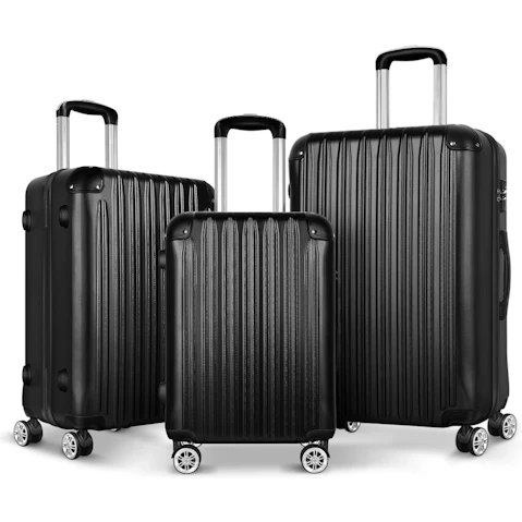 ALFORDSON 3 Piece Voyage Pro Luggage Set - Black
