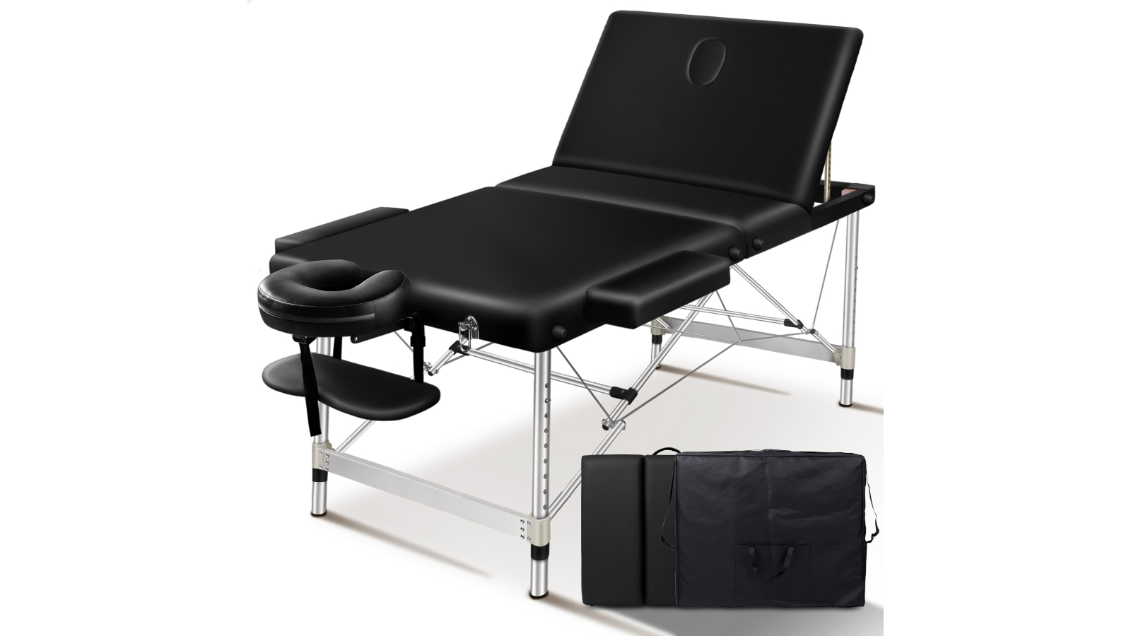 ALFORDSON Massage Table Portable 3 Fold Lift up 65cm - Black