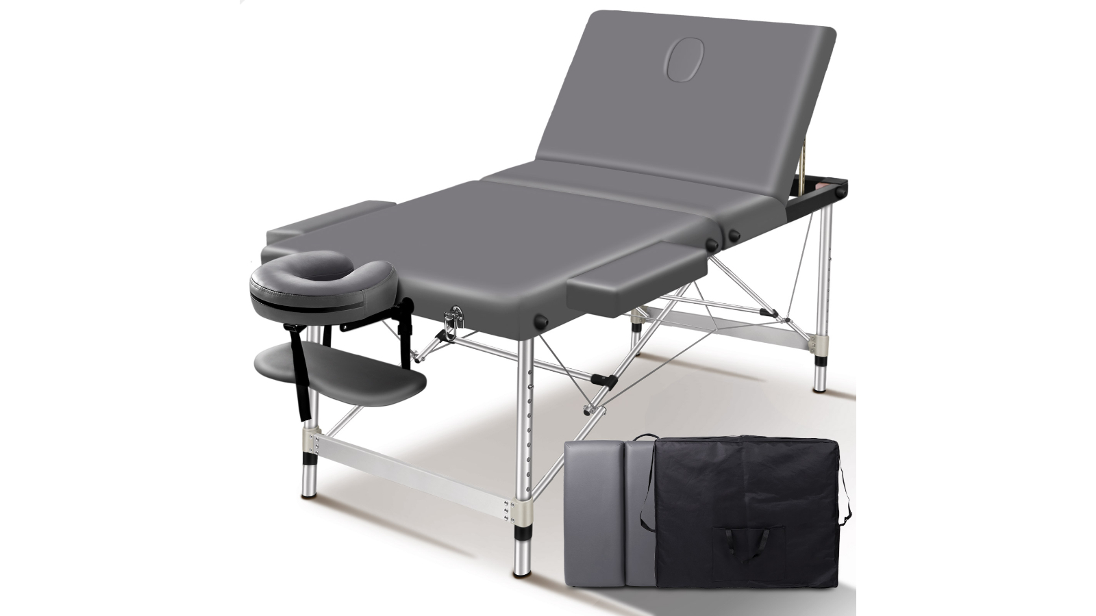 ALFORDSON Massage Table Portable 3 Fold Lift up 75cm - Grey
