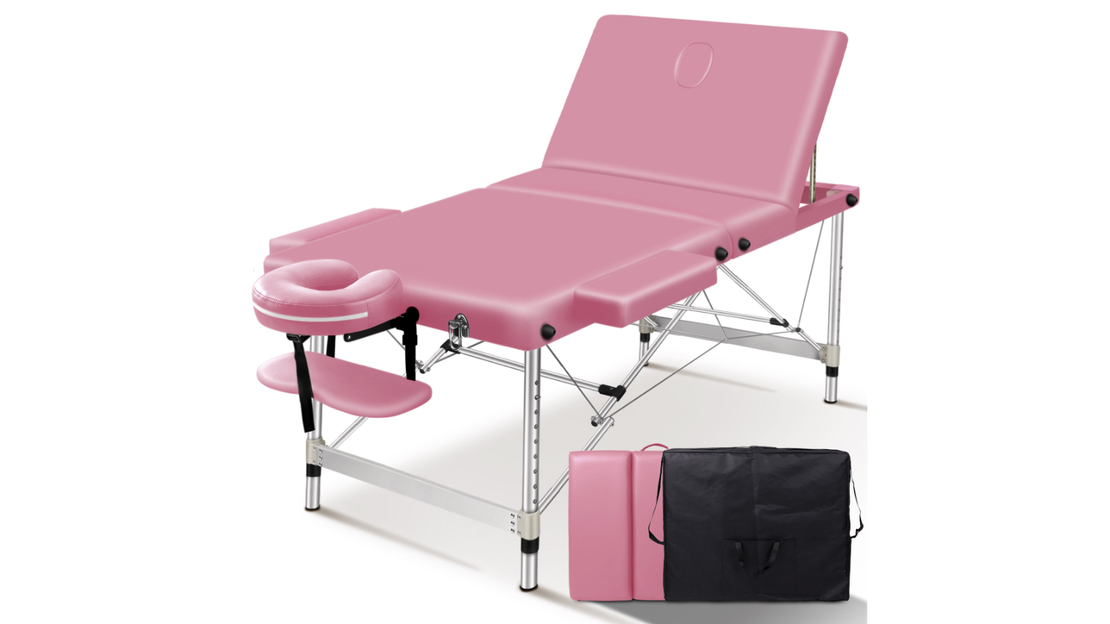 ALFORDSON Massage Table Portable 3 Fold Lift up 75cm - Pink