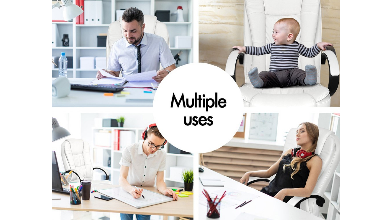 Alfordson Executive White Office Chair Harvey Norman