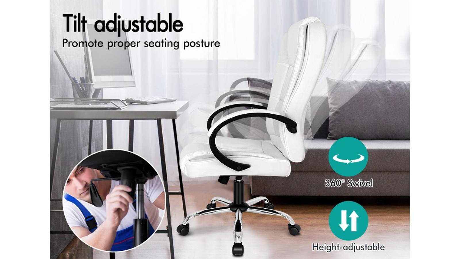 Alfordson Executive White Office Chair Harvey Norman