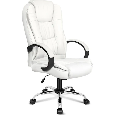 ALFORDSON Office Chair Executive PU Leather - White