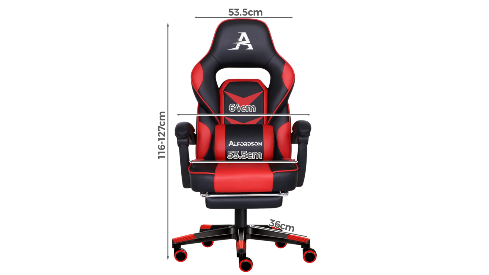 ALFORDSON Gaming Chair Racing Office Footrest Black/Red Harvey