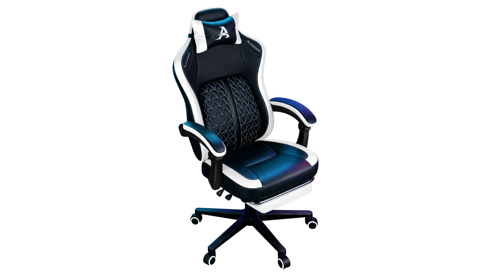 Alfordson Leather Ergonomic Gaming Office Chair - Black/White