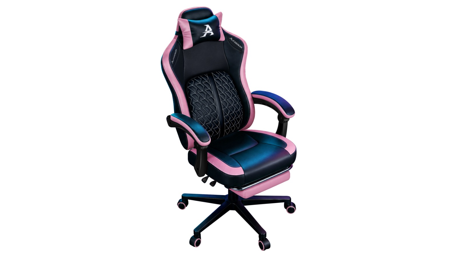 Alfordson Leather Ergonomic Gaming Office Chair - Black/Pink