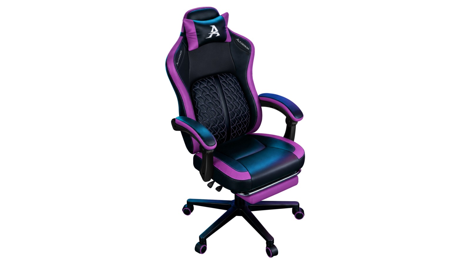 Alfordson Leather Ergonomic Gaming Office Chair - Black/Purple