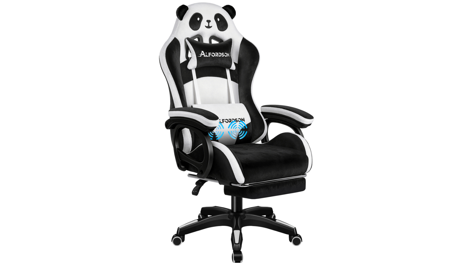 Alfordson Velvet Massage Gaming Office Chair with Footrest
