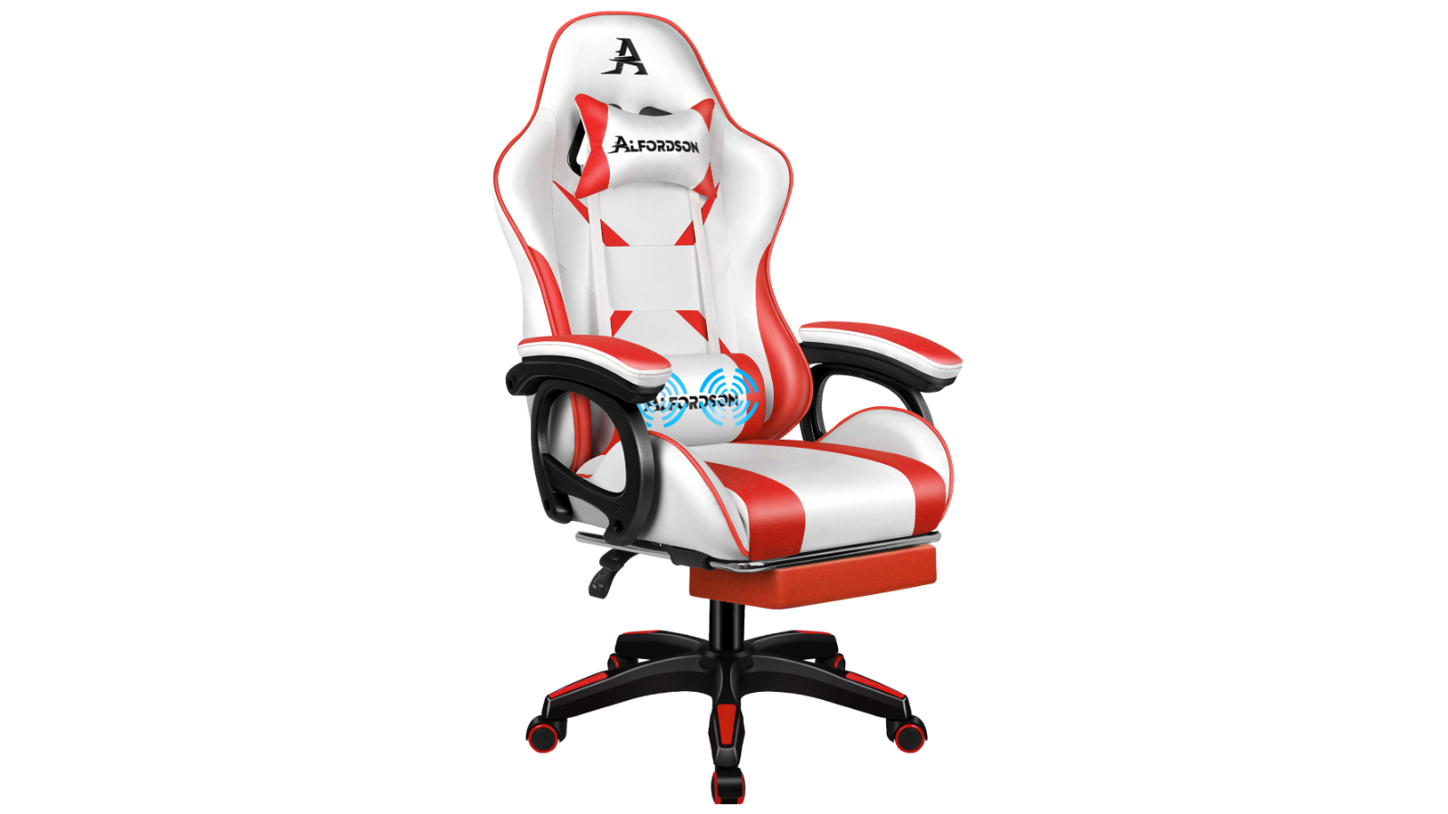 Alfordson Leather Massage Gaming Chair with Footrest
