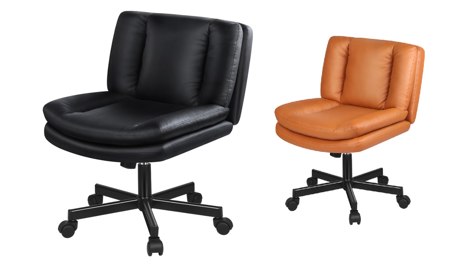 Alfordson Leather Armless Office Chair with Wheel
