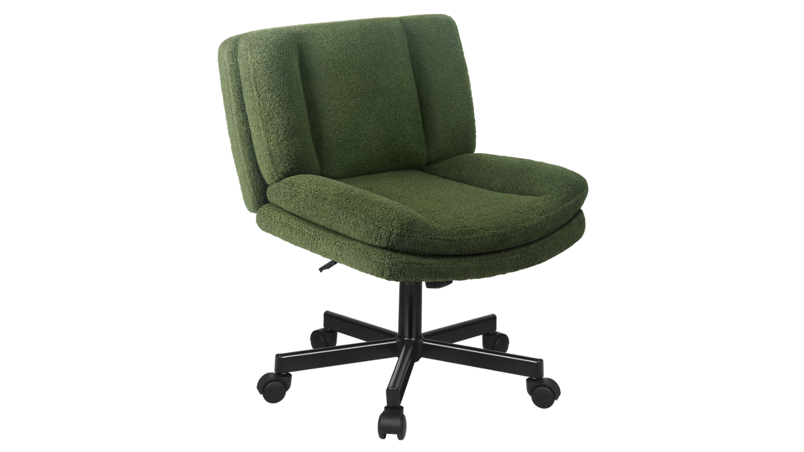 Alfordson Wide Seat Mid Back Armless Boucle Office Chair with Wheels - Green
