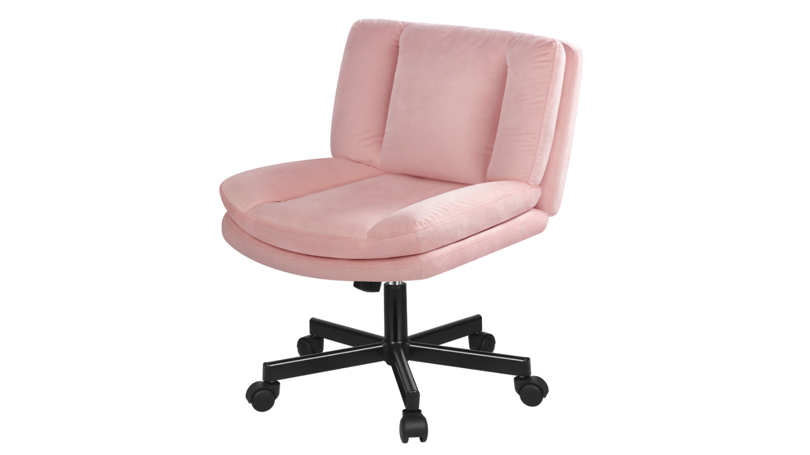 Alfordson Armless Mid Back Office Chair with Wheel - Velvet Pink