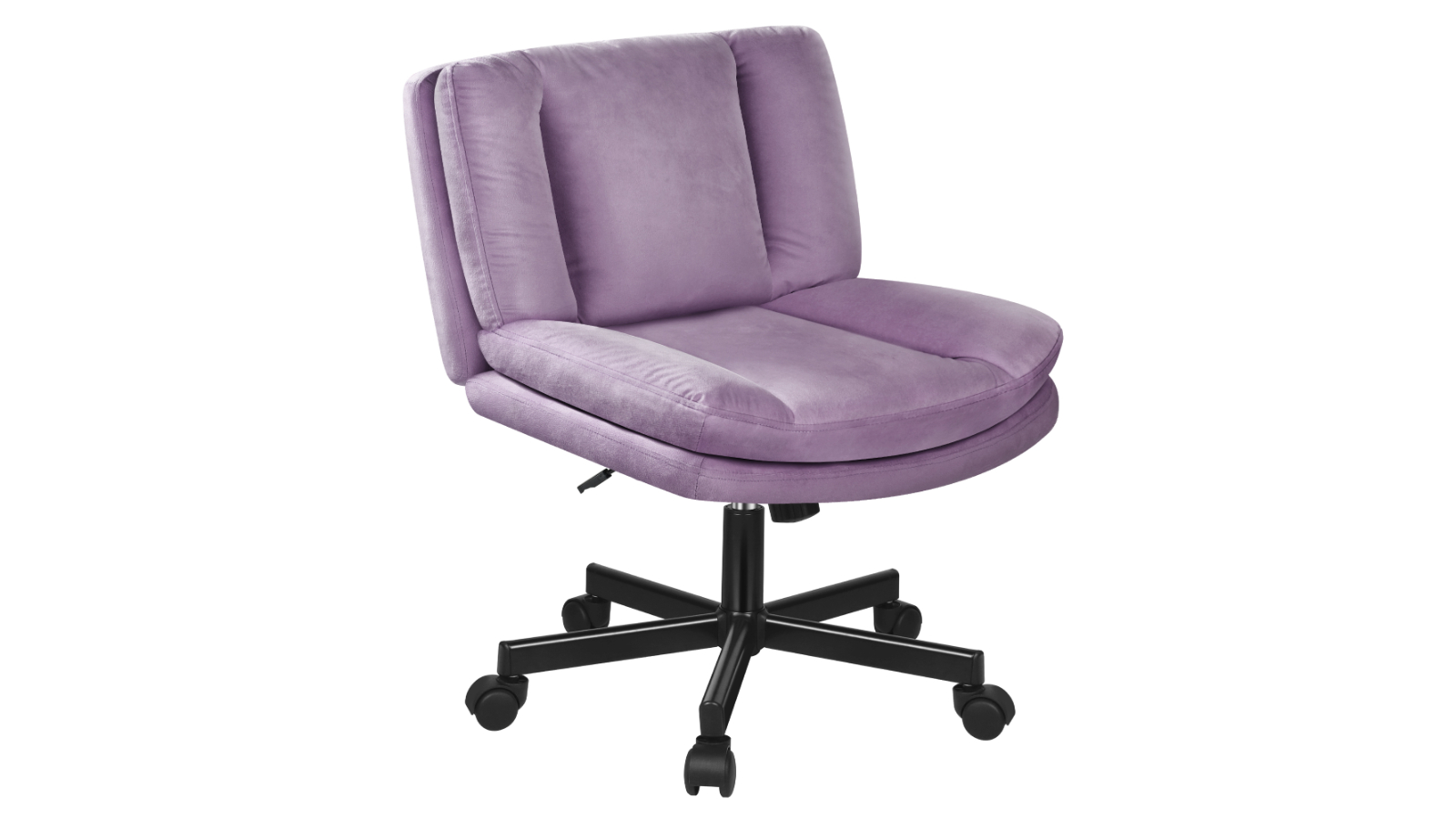 Alfordson Wide Seat Mid Back Armless Velvet Office Chair with Wheels - Purple
