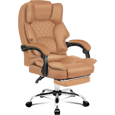 ALFORDSON Massage Office Chair with Footrest - Brown