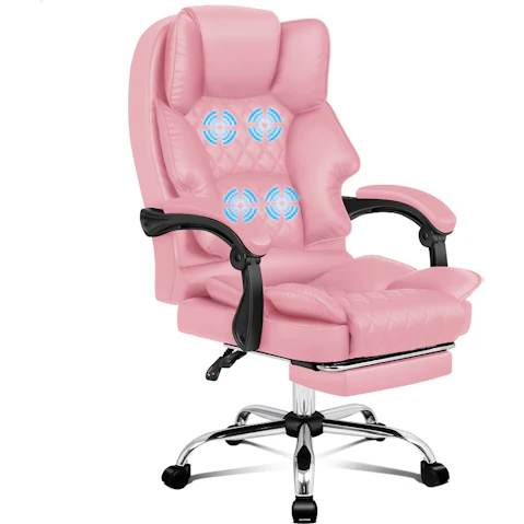 ALFORDSON Massage Office Chair with Footrest - Pink