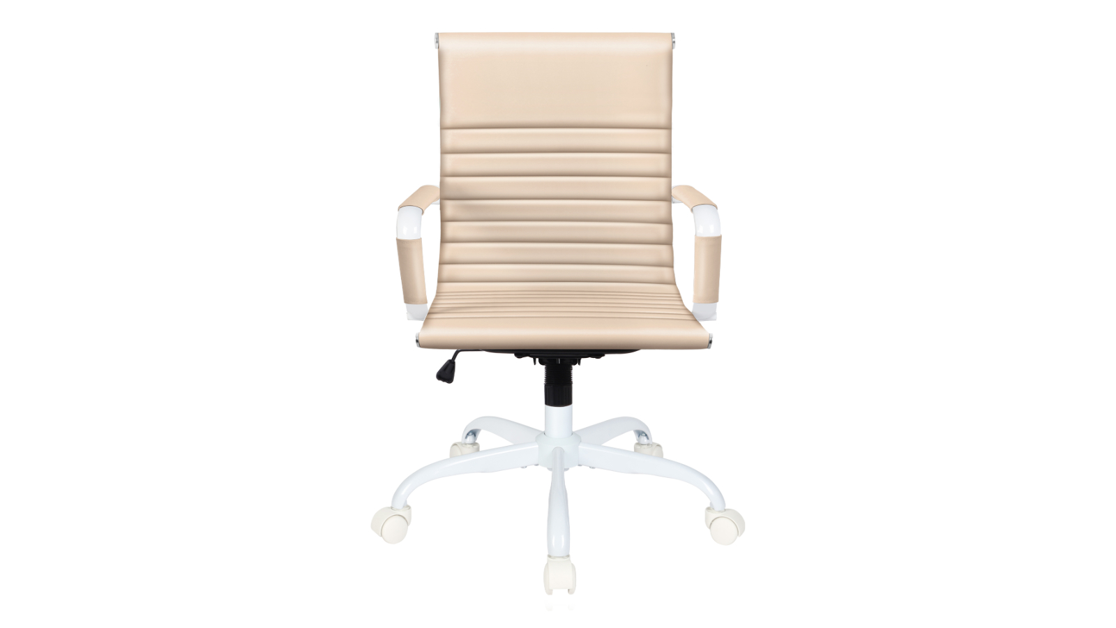 Alfordson PU leather Ergonomic Executive Office Chair with Mid Back - Beige/White