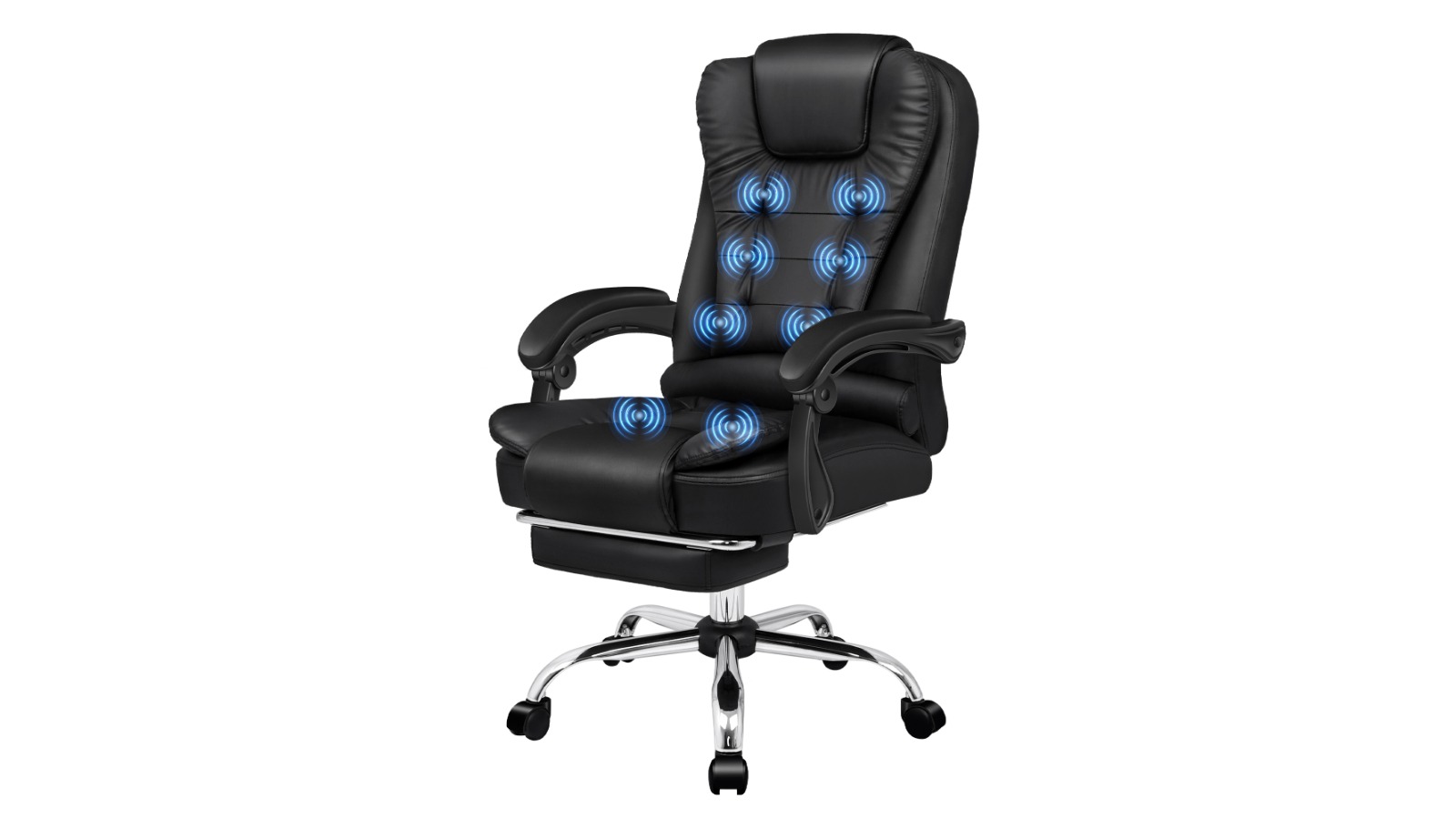 Alfordson PU Leather Executive Office Chair with Heated Seat - Black