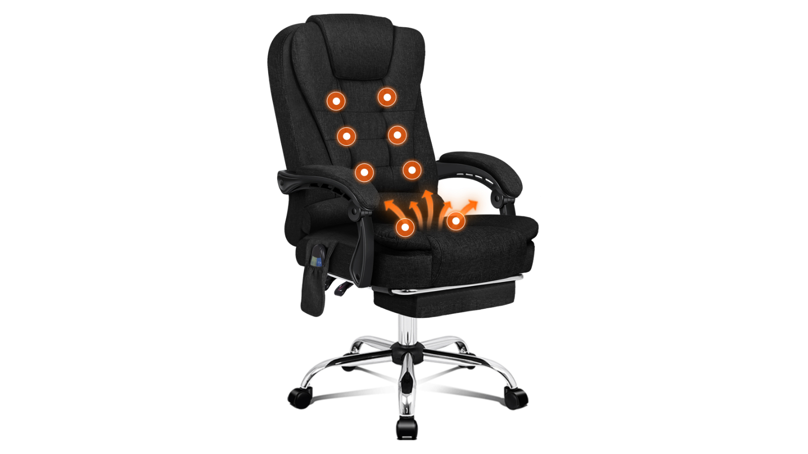 ALFORDSON Massage Office Chair Heated Seat Fabric - Black