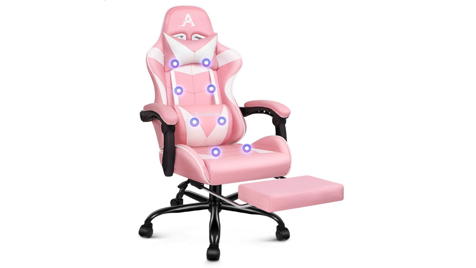 ALFORDSON Gaming Chair Massage Pink Harvey Norman