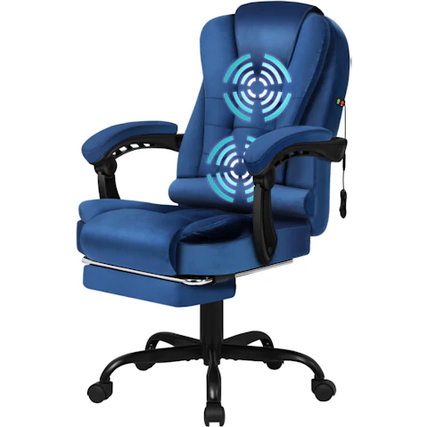 ALFORDSON Velvet Massage Office Chair - Blue